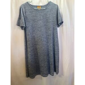 Ruby Rd. Blue Stripe Peekaboo Shoulder T-Shirt Dress – Size S